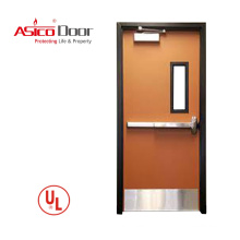 American Standard Size  UL Listed Fire Rated Steel Hollow Metal Commercial Door With Panic Push Bar And Glass